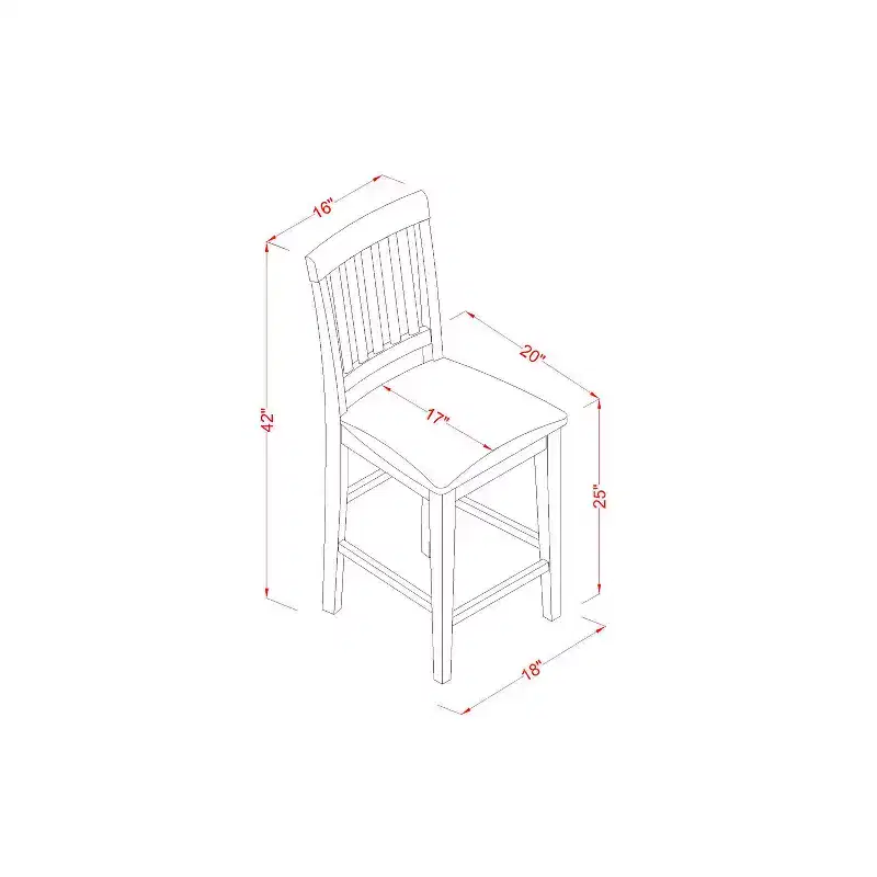 Ensemble de salle à manger hauteur comptoir - Table de bistrot et 2 chaises - Fini acajou - Ensemble de cuisine moderne