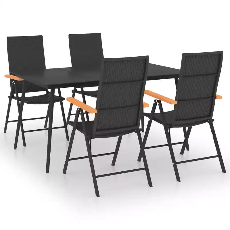 vidaXL Ensemble de salle à manger d'extérieur 5 pièces noir et marron