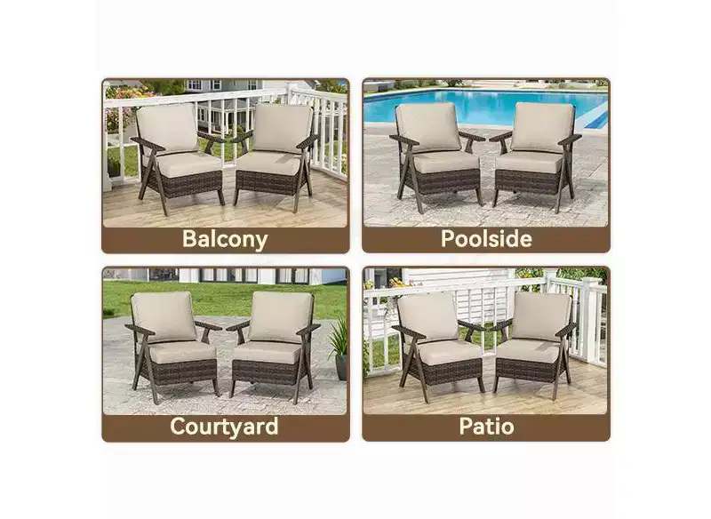 Ensemble de meubles de patio Bestier, ensemble de conversation d'extérieur avec canapé et chaises coussinés épais, table basse pour jardin, arrière-cour, porche