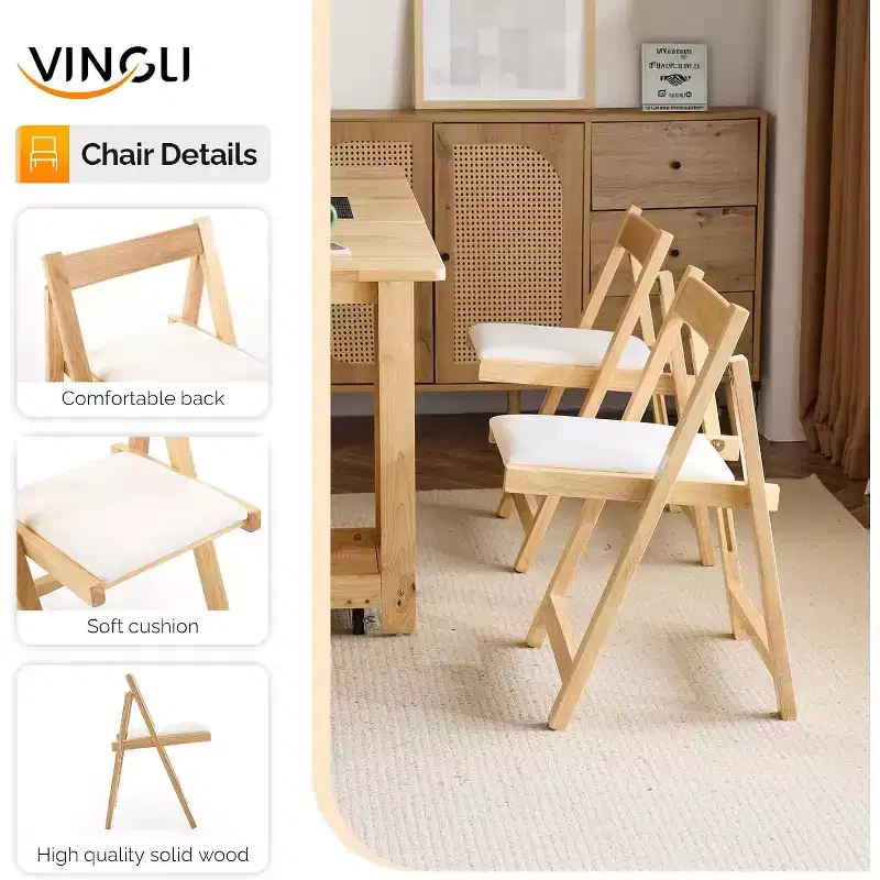 Ensemble de table à manger pliante VINGLI, table en bois massif extensible à abattants avec 4 chaises, tiroirs et roulettes, gain de place pour la cuisine