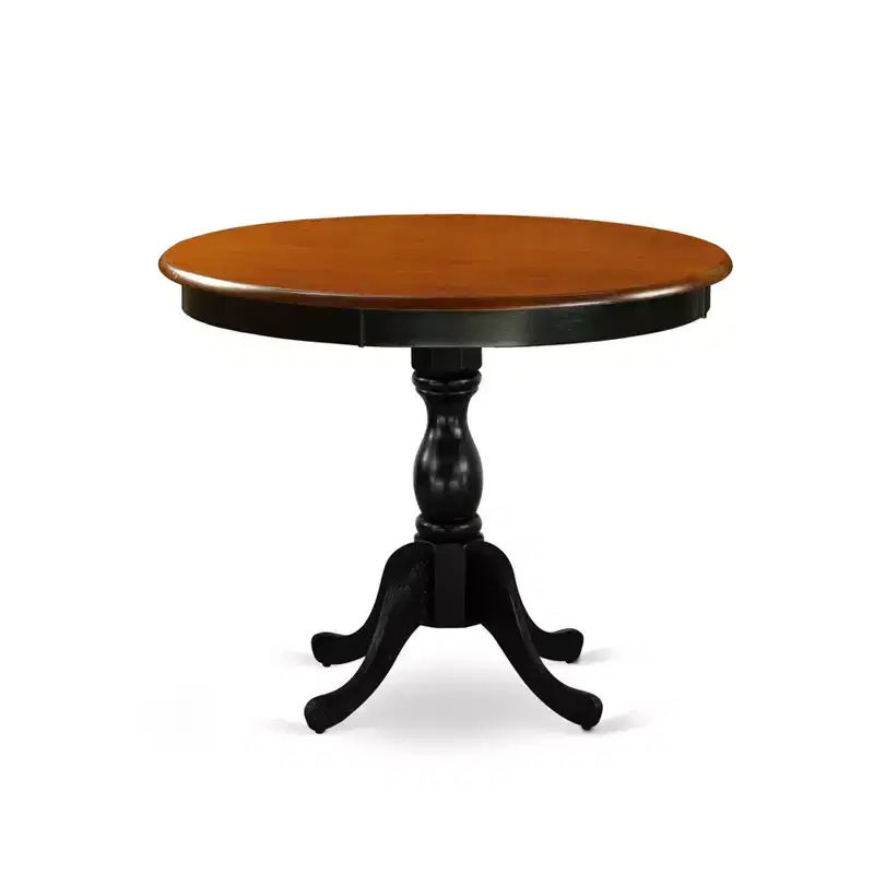 Ensemble table de cuisine ronde HomeStock, noir cerise, chaises en lin