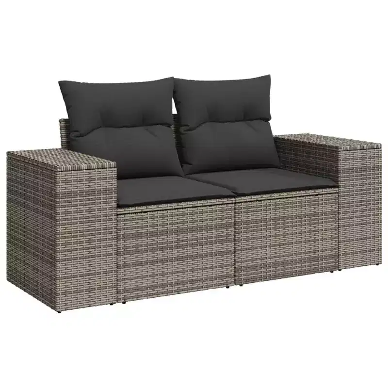 vidaXL Ensemble de canapés de jardin 5 pcs avec coussins résine tressée gris