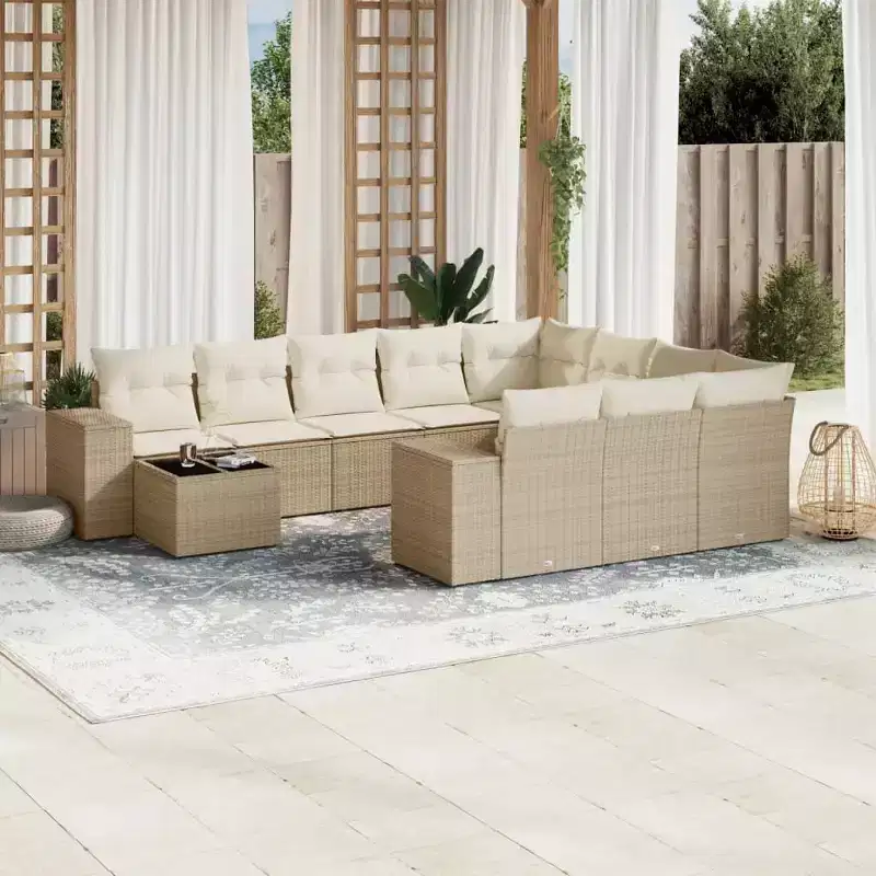 vidaXL Salon de jardin 11 pièces avec coussins en rotin synthétique modulable