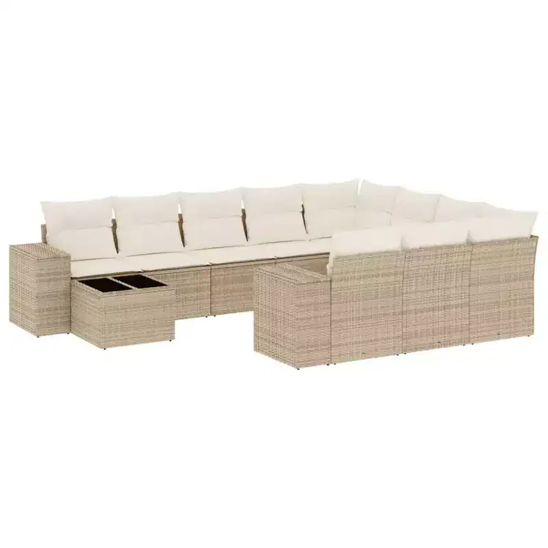 vidaXL Salon de jardin 11 pièces avec coussins en rotin synthétique modulable
