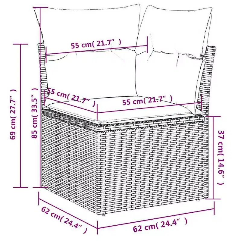 vidaXL Salon de jardin 11 pièces avec coussins en rotin synthétique modulable