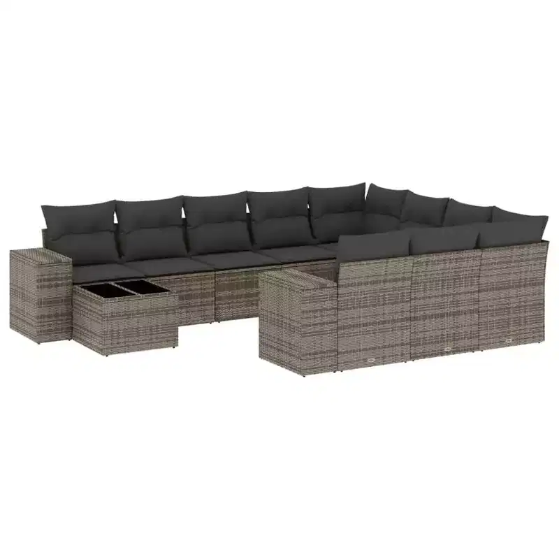 vidaXL Salon de jardin 11 pièces avec coussins en rotin synthétique modulable