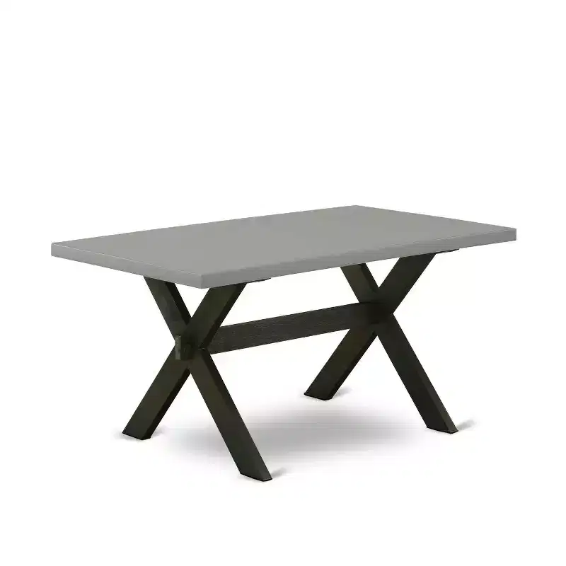Table à manger rectangulaire 5 pièces HomeStock en chêne naturel avec plateau en bois massif et 4 chaises Parson