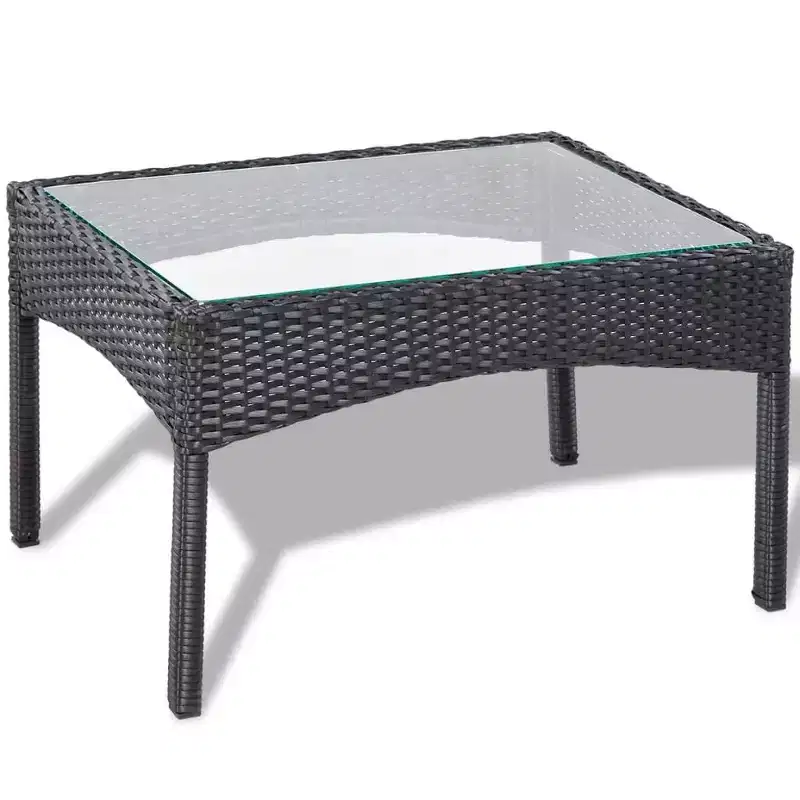 vidaXL Salon de jardin 4 pièces en résine tressée avec coussins Noir
