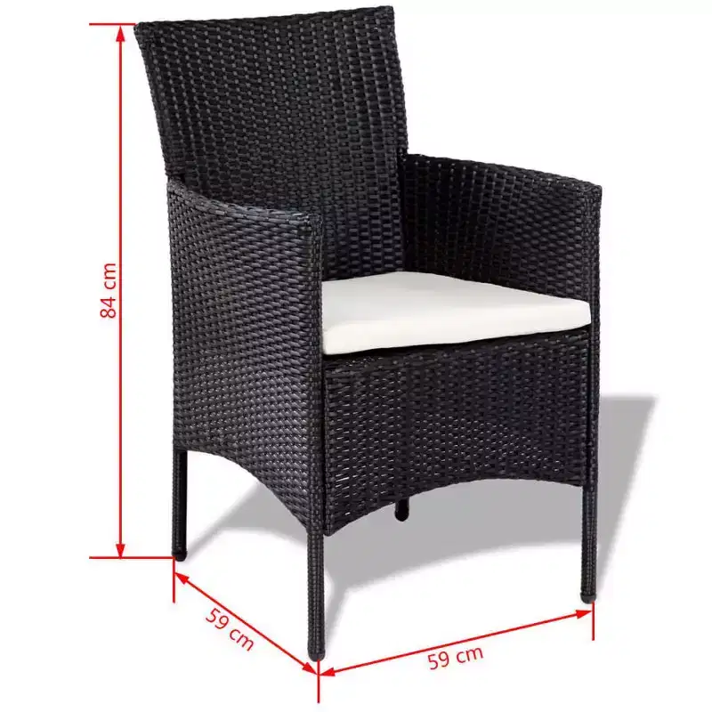 vidaXL Salon de jardin 4 pièces en résine tressée avec coussins Noir