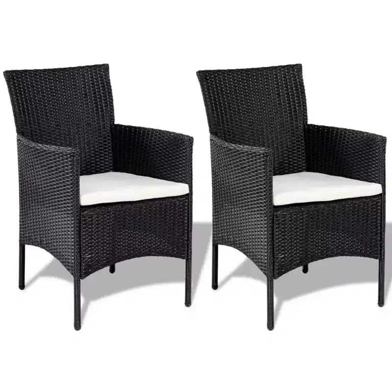 vidaXL Salon de jardin 4 pièces en résine tressée avec coussins Noir