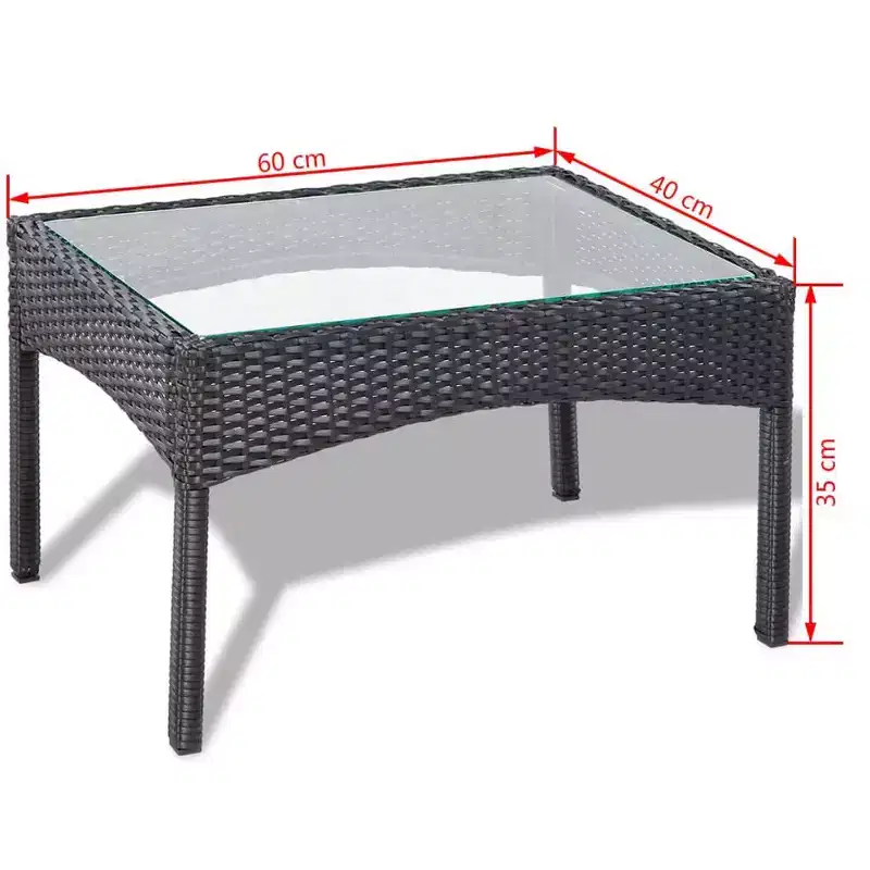 vidaXL Salon de jardin 4 pièces en résine tressée avec coussins Noir