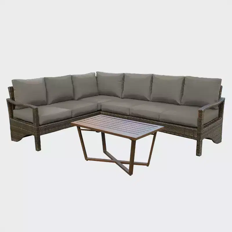 Ensemble de 5 fauteuils de jardin en osier Augusta de Leisure Made en tissu gris