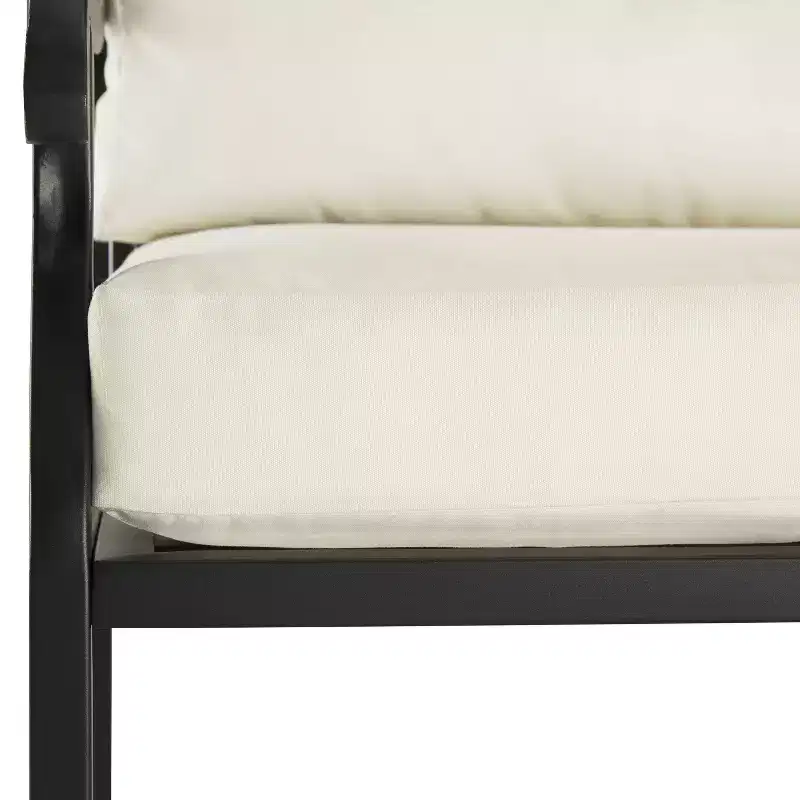 Ensemble de conversation d'extérieur Alistair 4 pièces en acier crème/noir mat - Crosley : Salon de patio résistant aux intempéries avec table basse