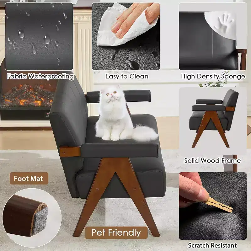 TYBOATLE Canapé et fauteuils d'appoint en similicuir, ensemble de canapés de bureau modernes, mini-causeuse rembourrée confortable avec 2 fauteuils d'appoint