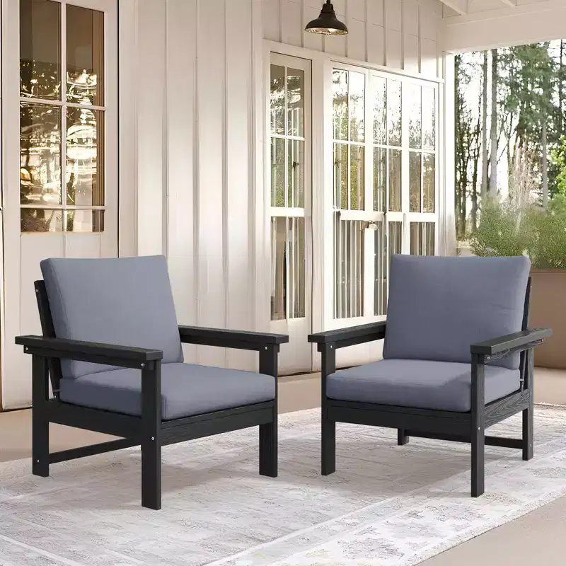 Hyleory Ensemble de mobilier d'extérieur de luxe avec coussins – Conception robuste en PEHD pour un confort optimal