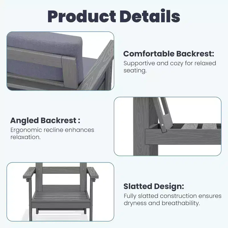 Hyleory Ensemble de mobilier d'extérieur de luxe avec coussins – Conception robuste en PEHD pour un confort optimal