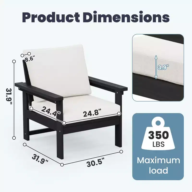 Hyleory Ensemble de mobilier d'extérieur de luxe avec coussins – Conception robuste en PEHD pour un confort optimal