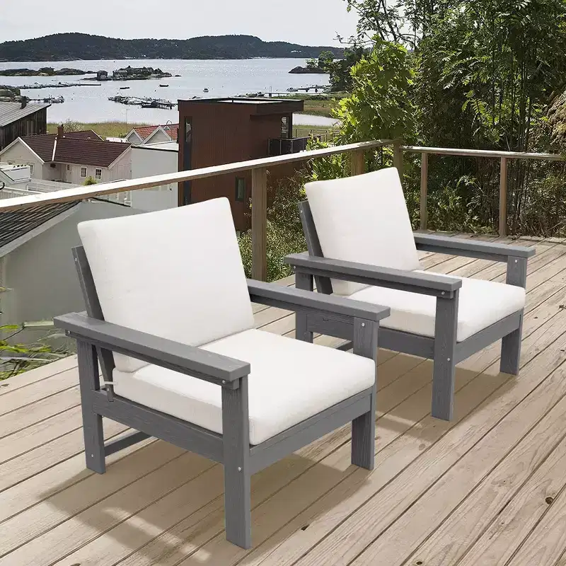 Hyleory Ensemble de mobilier d'extérieur de luxe avec coussins – Conception robuste en PEHD pour un confort optimal