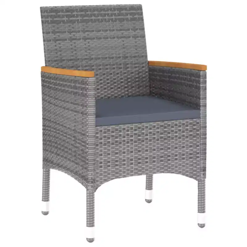 vidaXL Salon de Jardin avec Table et Chaises Gris, Rotin synthétique Gris Foncé 3 Pièces