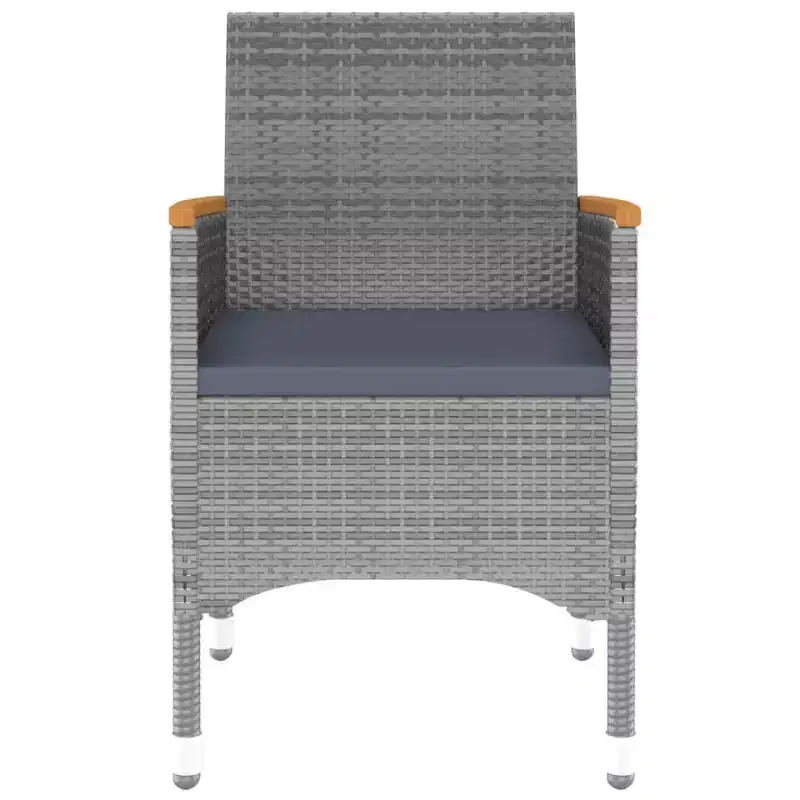 vidaXL Salon de Jardin avec Table et Chaises Gris, Rotin synthétique Gris Foncé 3 Pièces
