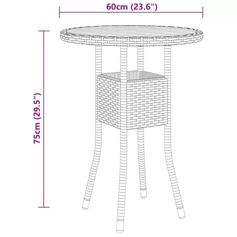 vidaXL Salon de Jardin avec Table et Chaises Gris, Rotin synthétique Gris Foncé 3 Pièces