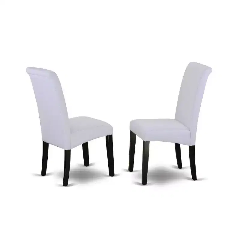 Table à dîner HomeStock 5 pièces en bois massif noir et merisier avec 4 chaises Parson