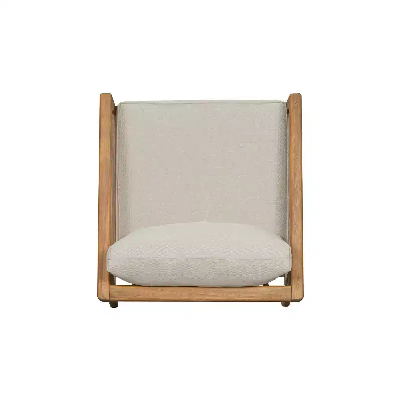 Ensemble de canapé d'extérieur en bois d'acacia Salon de jardin avec table basse et coussins, Teck+Beige - ModernLuxe