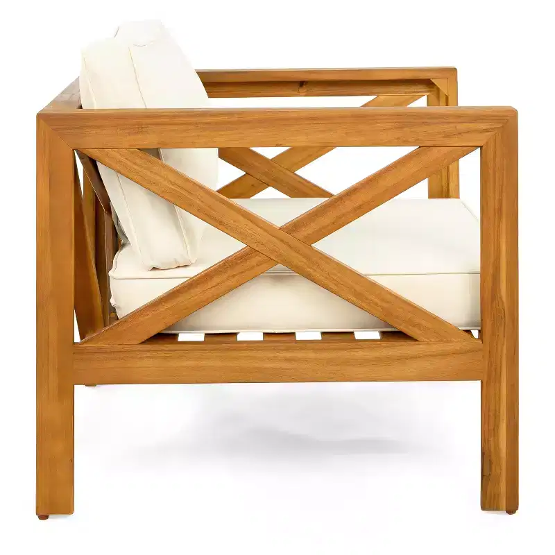 Christopher Knight Home Callum Chaises de club de patio 3 pièces transitionnelles en bois d'acacia avec table d'appoint rectangulaire