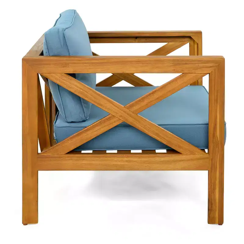 Christopher Knight Home Callum Chaises de club de patio 3 pièces transitionnelles en bois d'acacia avec table d'appoint rectangulaire