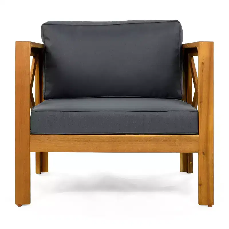 Christopher Knight Home Callum Chaises de club de patio 3 pièces transitionnelles en bois d'acacia avec table d'appoint rectangulaire