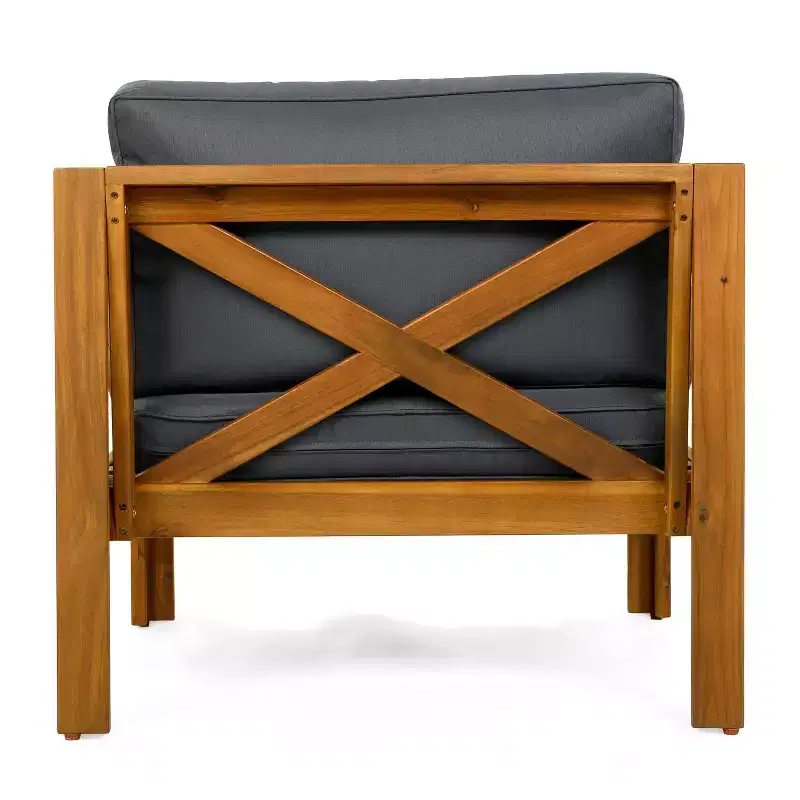 Christopher Knight Home Callum Chaises de club de patio 3 pièces transitionnelles en bois d'acacia avec table d'appoint rectangulaire