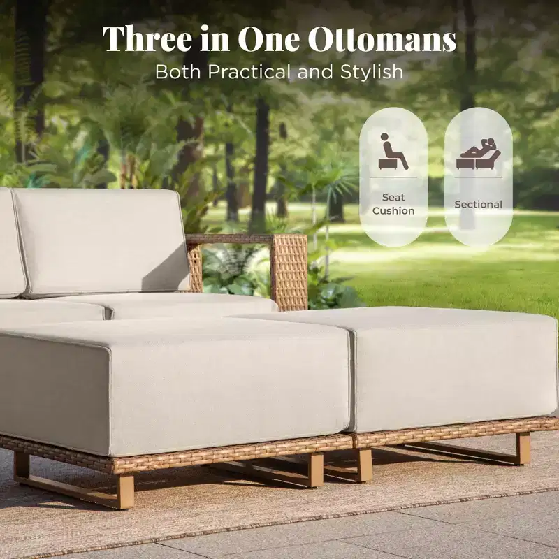 Captiva Designs Ensemble de conversation pour mobilier de patio extérieur en rotin sectionnel avec coussins de 25 cm d'épaisseur