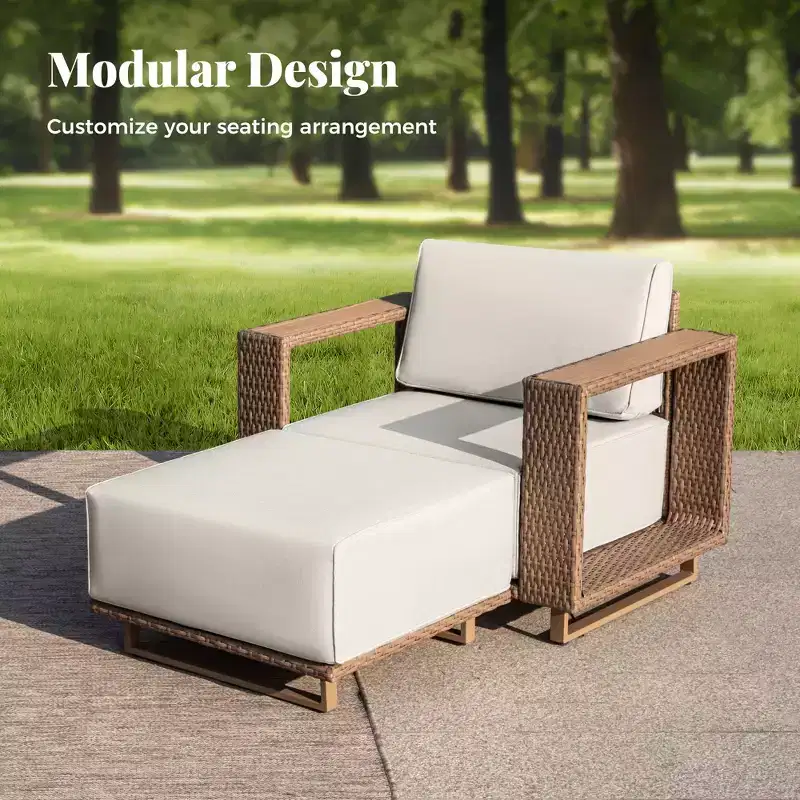 Captiva Designs Ensemble de conversation pour mobilier de patio extérieur en rotin sectionnel avec coussins de 25 cm d'épaisseur
