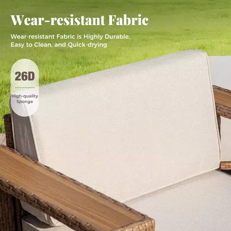 Captiva Designs Ensemble de conversation pour mobilier de patio extérieur en rotin sectionnel avec coussins de 25 cm d'épaisseur