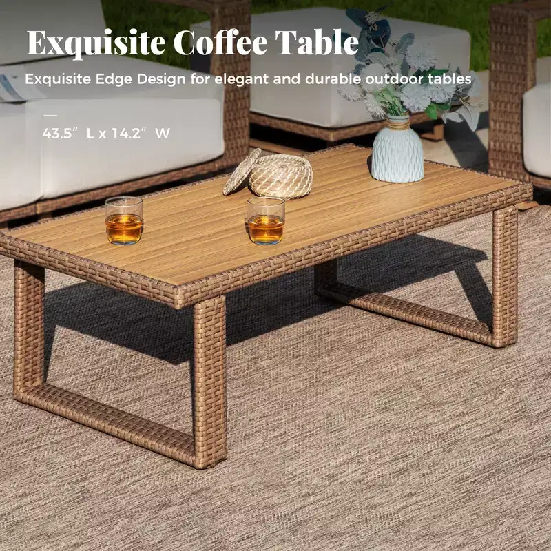 Captiva Designs Ensemble de conversation pour mobilier de patio extérieur en rotin sectionnel avec coussins de 25 cm d'épaisseur