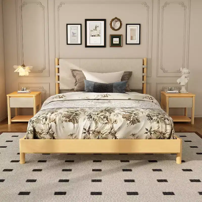 Christopher Knight Home Eliana Lit Plateforme en Bois 3 Pièces Style Mid-Century Moderne avec Tête de Lit et Tables de Chevet