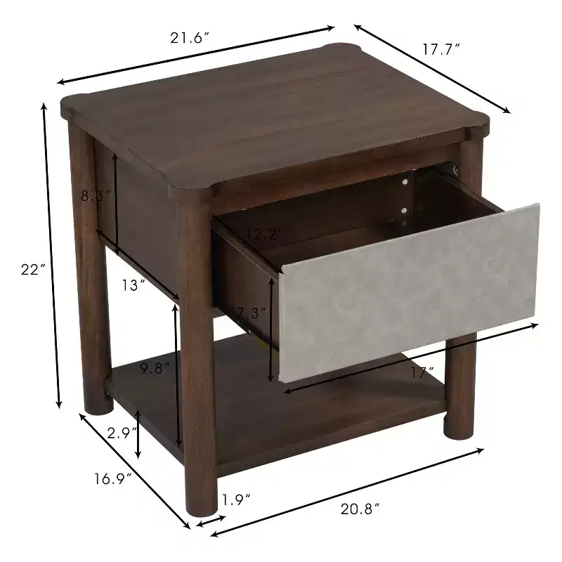 Christopher Knight Home Eliana Lit Plateforme en Bois 3 Pièces Style Mid-Century Moderne avec Tête de Lit et Tables de Chevet