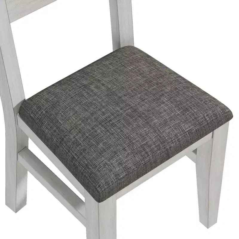 Ensemble de salle à manger 5 pièces VECELO de style ferme pour 4 personnes, table carrée en bois d'hévéa et 4 chaises de salle à manger rembourrées, gris