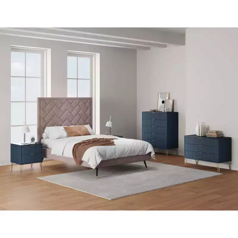 Ensemble commode 5 tiroirs, commode 3 tiroirs et table de chevet Manhattan Comfort Dumbo 3 pièces