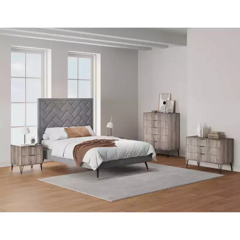 Ensemble commode 5 tiroirs, commode 3 tiroirs et table de chevet Manhattan Comfort Dumbo 3 pièces