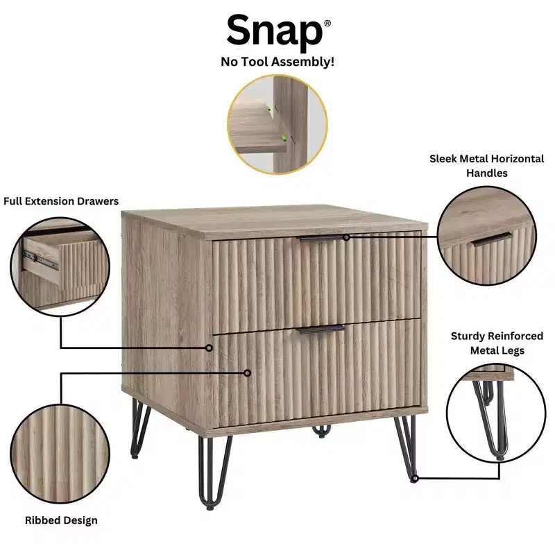 Ensemble commode 5 tiroirs, commode 3 tiroirs et table de chevet Manhattan Comfort Dumbo 3 pièces