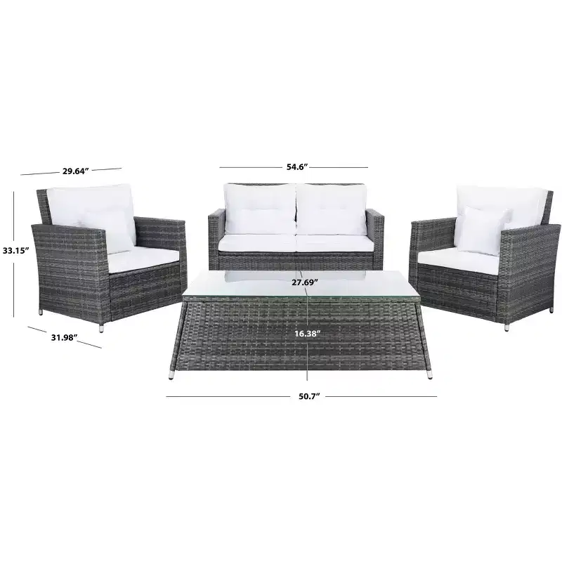 Lorma, ensemble de salon 4 pièces – Intérieur/Extérieur – PAT7514 – Safavieh