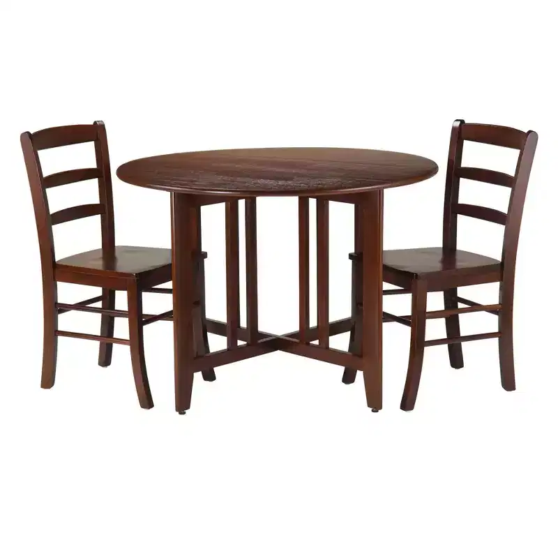 Ensemble de salle à manger rond 3 pièces Alamo avec 2 chaises à dossier échelle en bois/rouge - Winsome
