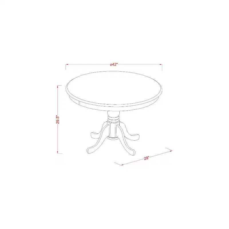 Ensemble table de cuisine 5 pièces - Table à manger ronde et 4 chaises - Design moderne - 107 cm - Finition noire et merisier
