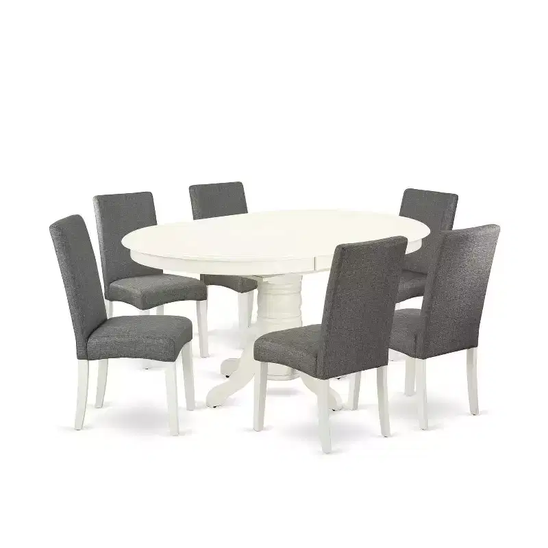 Ensemble de salle à manger 7 pièces avec table ovale à rallonge et 6 chaises - Style cottage