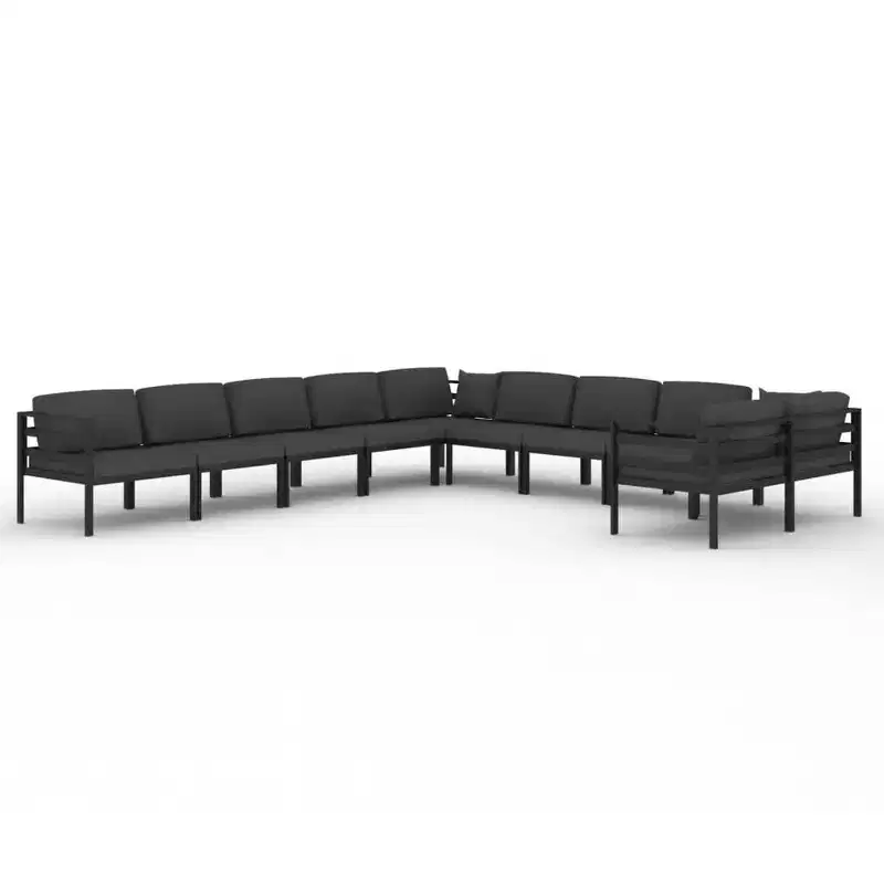 vidaXL Salon de jardin 10 pièces avec coussins Aluminium Anthracite