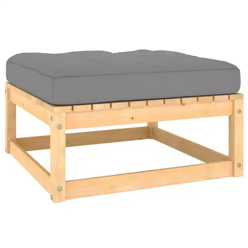 vidaXL Salon de jardin 11 pièces Canapé modulable d'extérieur Bois de pin massif - Naturel avec coussin