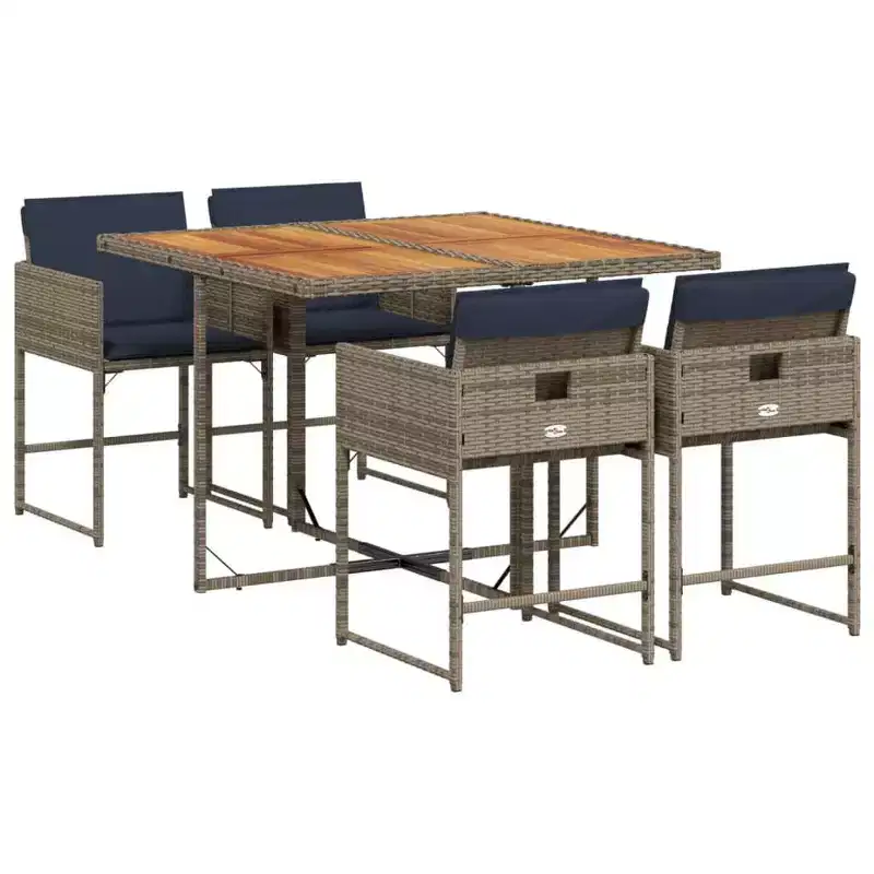 vidaXL Ensemble de salle à manger d'extérieur avec coussins Table et chaises en polyrotin gris