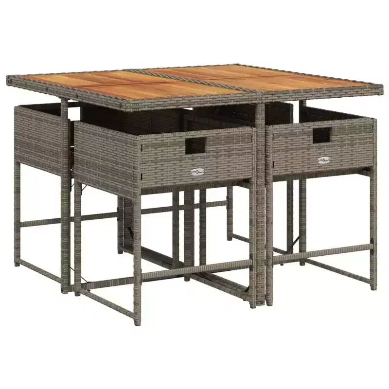 vidaXL Ensemble de salle à manger d'extérieur avec coussins Table et chaises en polyrotin gris