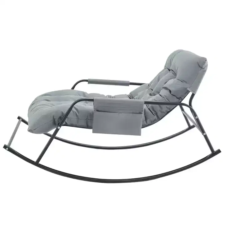 Fauteuil à bascule en cuir avec coussins, fauteuil coulissant, design inclinable circulaire et style moderne, adapté aux salons et chambres.